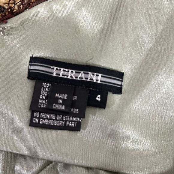 Terani Silk Beaded Lace Detailing Sleeveless Slip Dress Size 4 - Picture 5 of 9